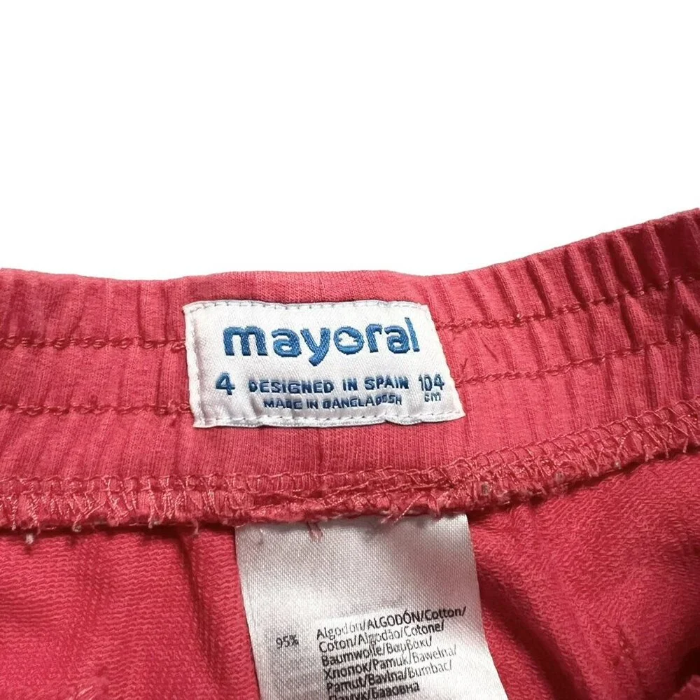 Mayoral 4Y Coral Drawstring Shorts